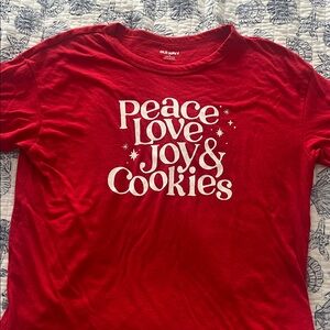 Old Navy Red Tee with Festive Print
